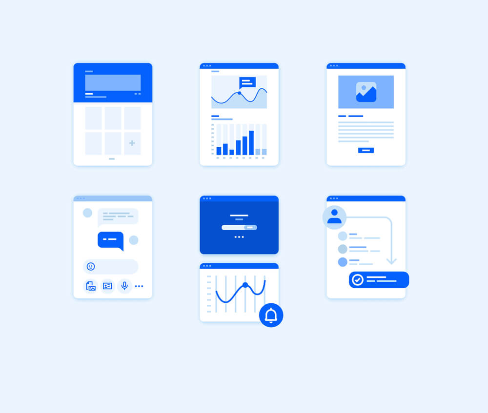 Web interface design dashboard and analytics illustration